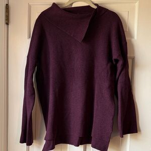 Max Studio burgundy sweater size large women’s drop sleeve asymmetrical neck